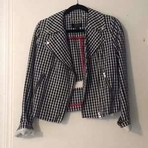 J.Crew gingham moto jacket size 4